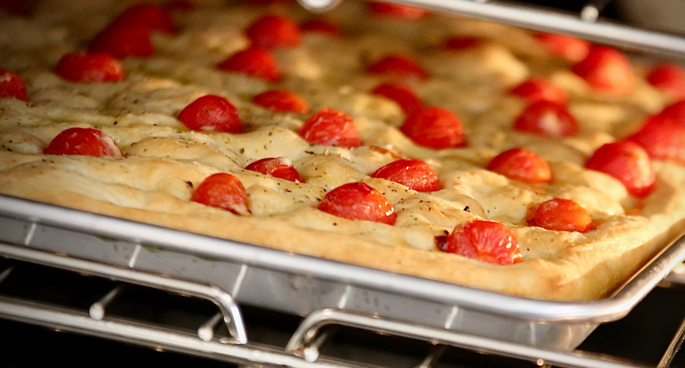 Freshly baked tomato schiaccia