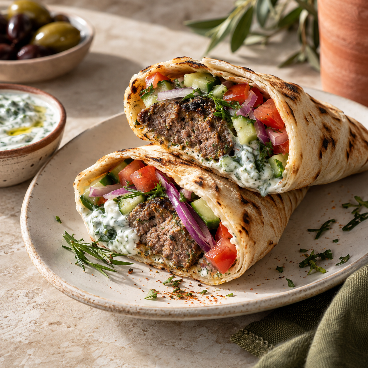 Lamb Kofta Wrap — illustrative AI-generated menu photograph
