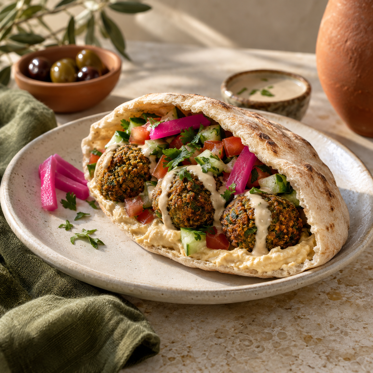 Falafel Pita — illustrative AI-generated menu photograph