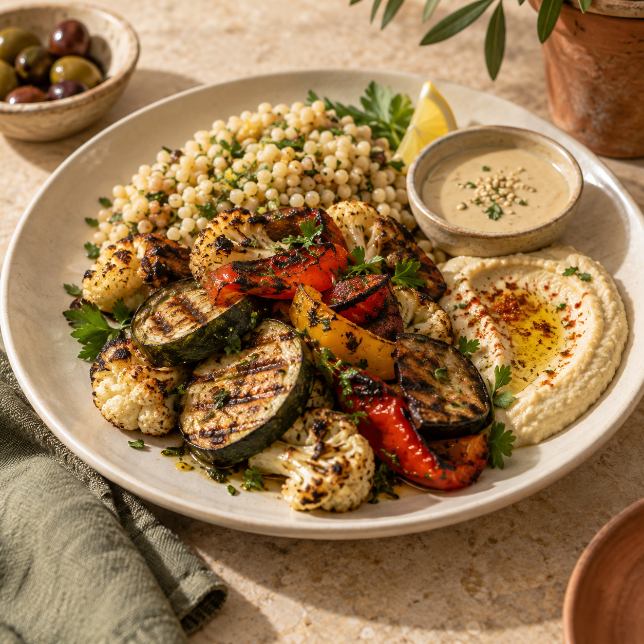 Mediterranean Vegetable Plate — illustrative AI-generated menu photograph