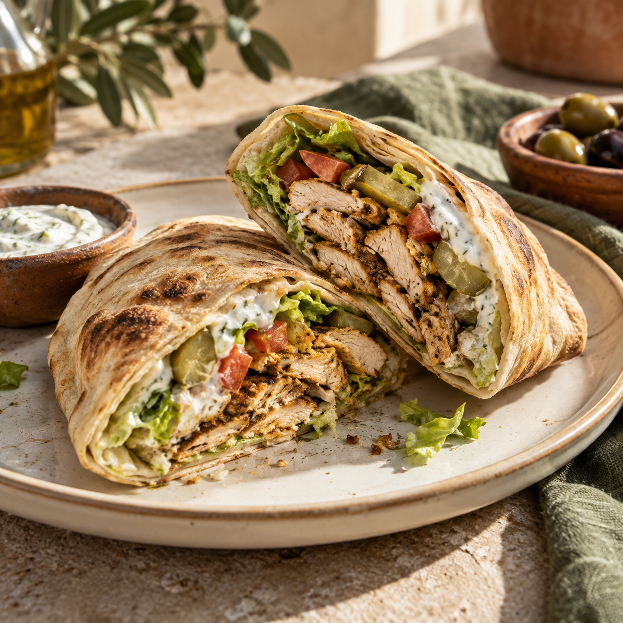 Chicken Shawarma Wrap — illustrative AI-generated menu photograph