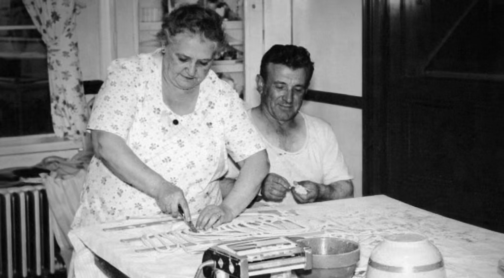 Family photograph of traditional Italian cooking