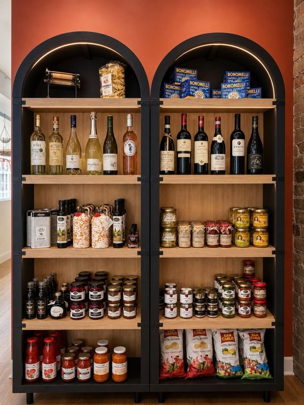 Wine and Italian pantry goods at Pelago Cafe