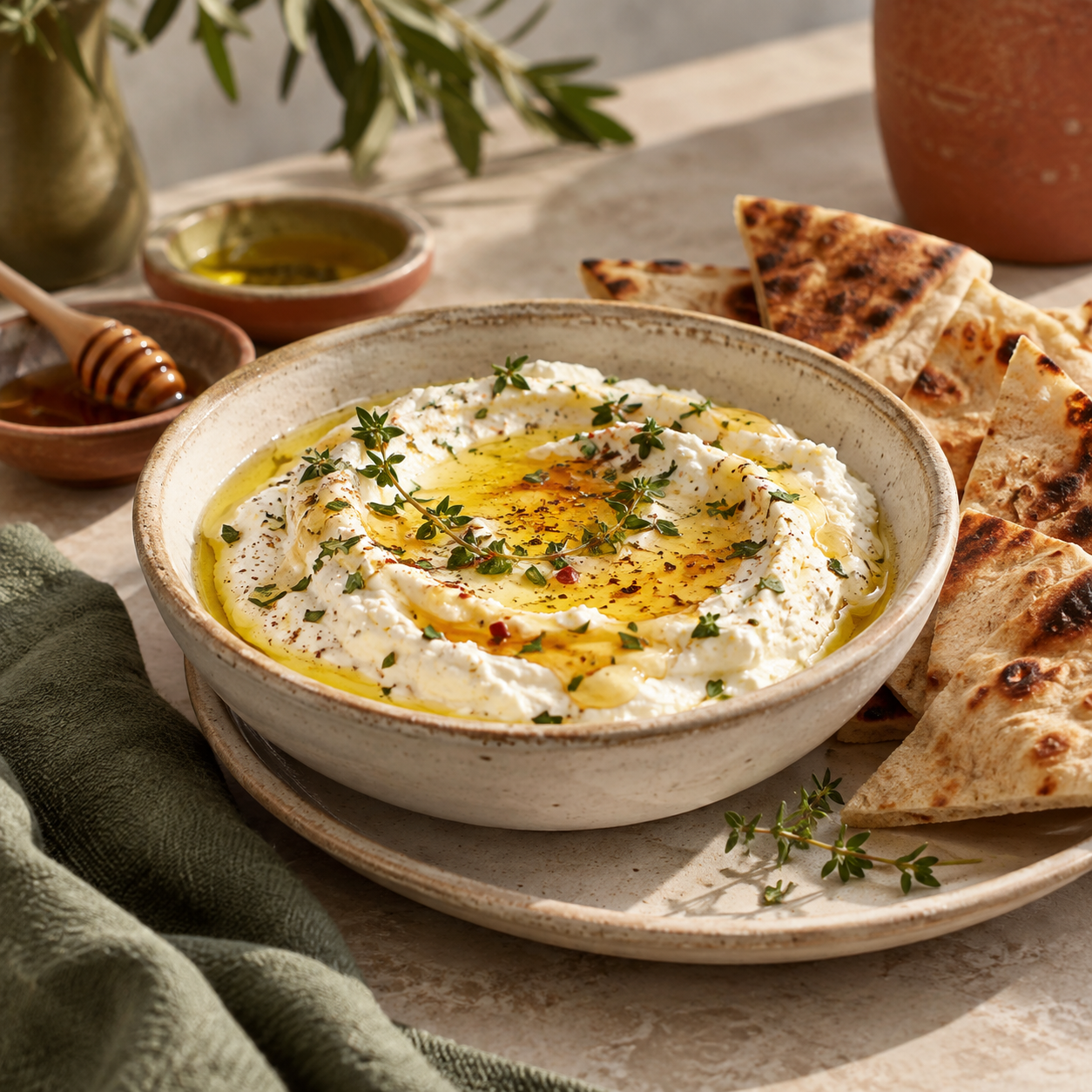 Whipped Feta — illustrative AI-generated menu photograph