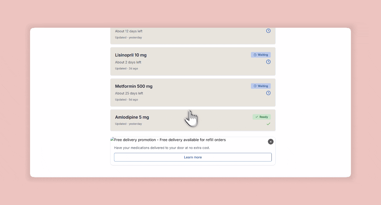 2. Refill Tracker with Real-Time Status
