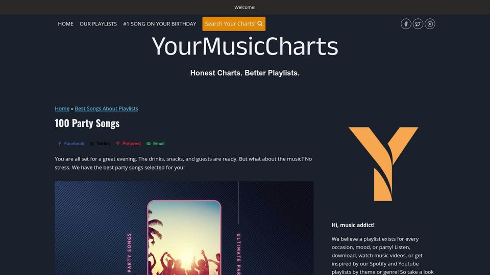 YourMusicCharts – "100 Party Songs"