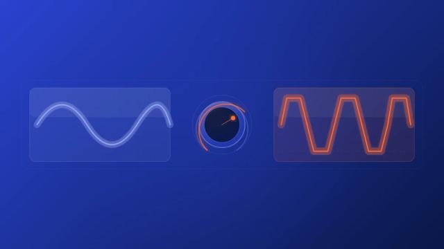 Clean sine wave processed through distortion knob producing clipped waveform
