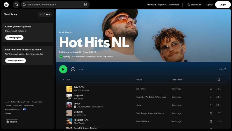 Hot Hits NL, Spotify Editorial (flagship NL hits)