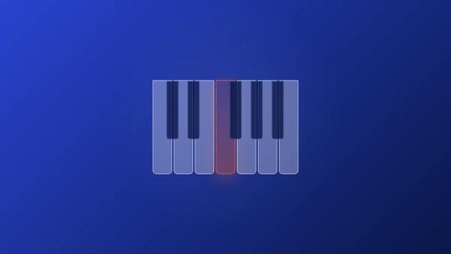 Piano keys with highlighted key - music key finder