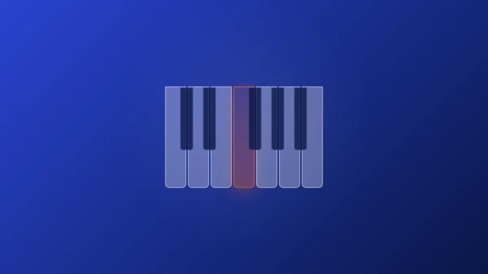 Piano keys with highlighted key - music key finder