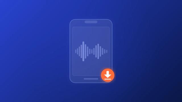 music download app phone with waveform and download icon