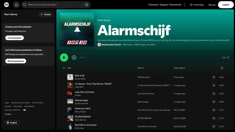 Alarmschijf, Nederlandse Top 40 (Spotify playlist)
