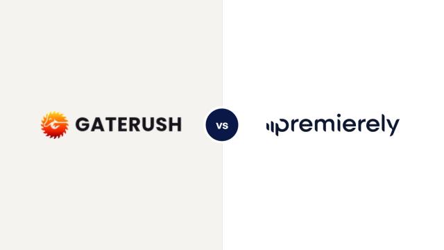 GateRush logo next to the Premierely logo, comparing GateRush alternatives for download gates