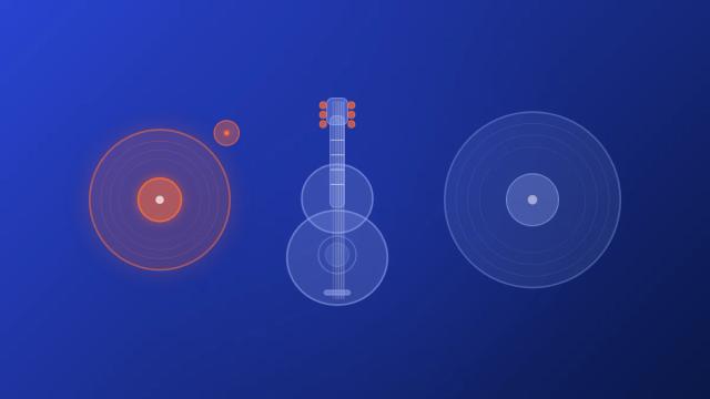 Indie music definition - vinyl record and guitar illustration