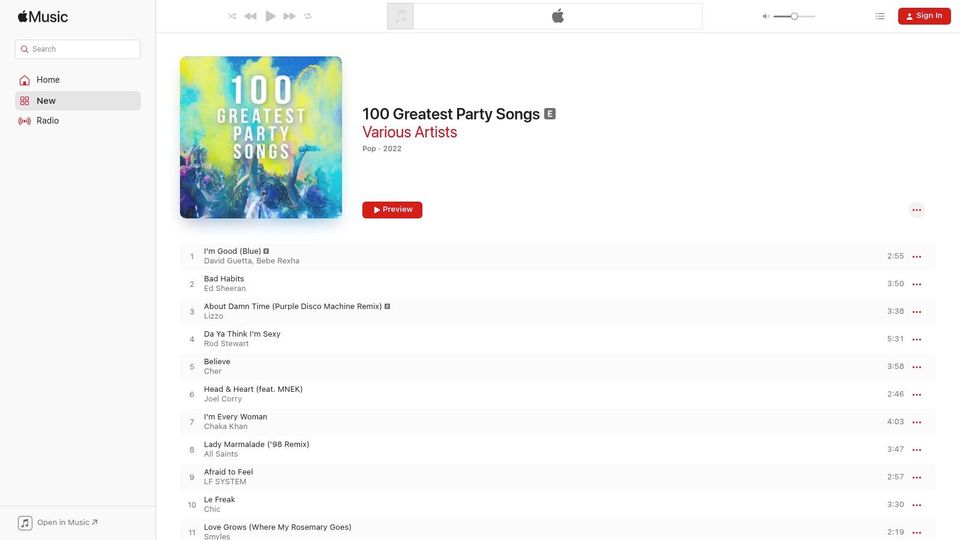 Apple Music – "100 Greatest Party Songs" (Compilation album)