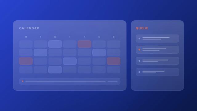 Premiere scheduling tool calendar and queue interface