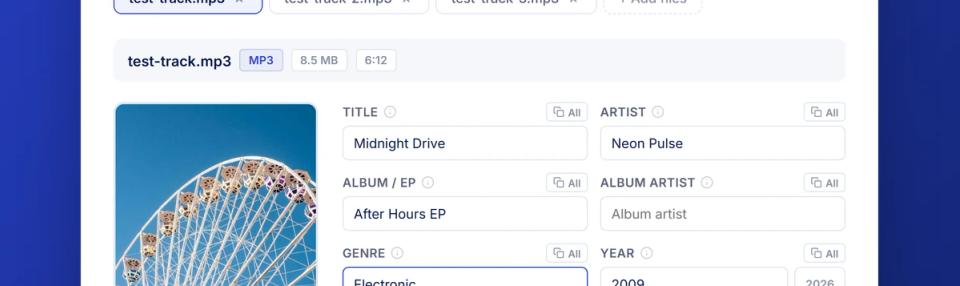 Cover artwork embedded in an MP3 file showing the image preview alongside metadata fields