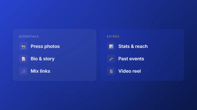 DJ press kit essentials and extras checklist