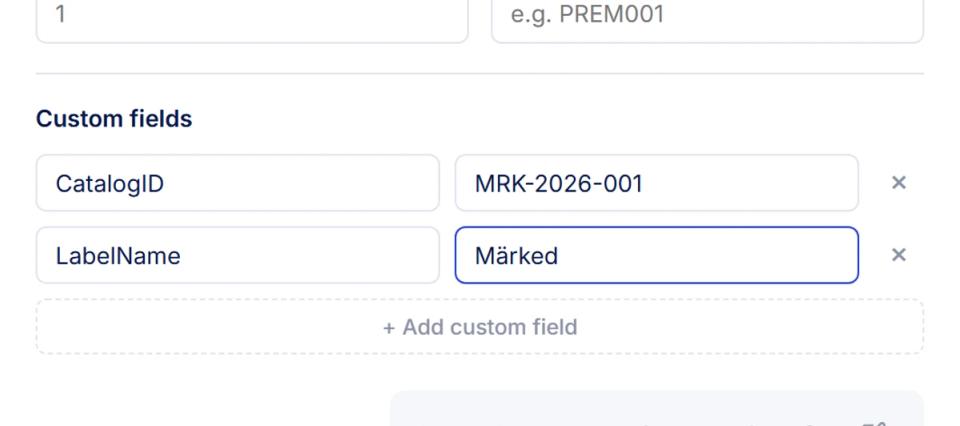 Custom TXXX fields in the MP3 tag editor showing CatalogID and LabelName key-value pairs