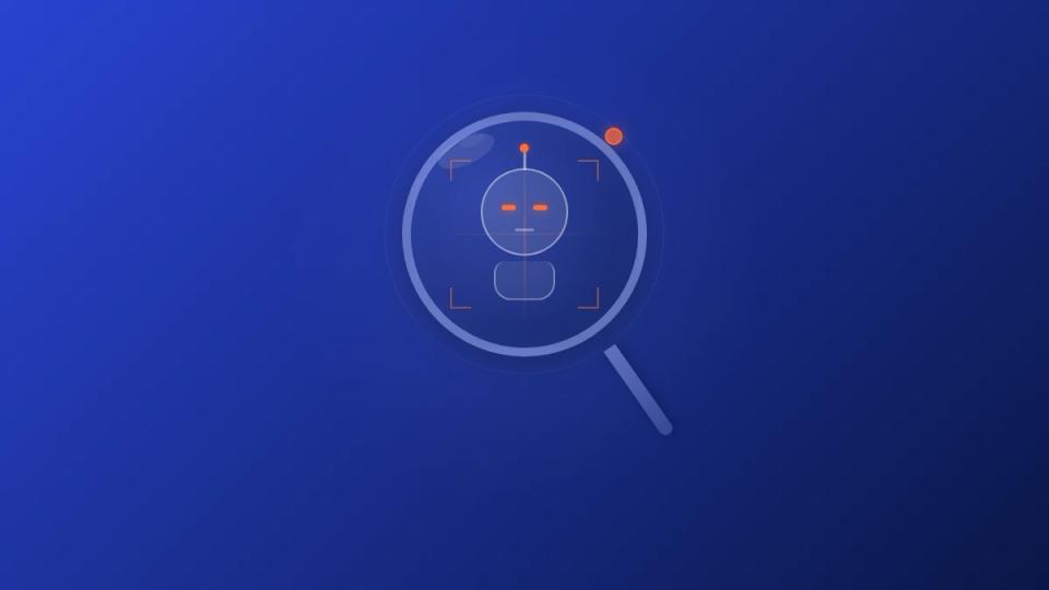 Bot icon under magnifying glass - fake followers checker for SoundCloud