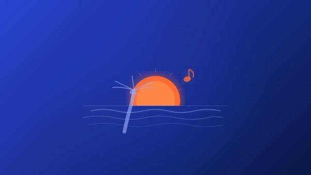 Elements beach club Ibiza sunset palm tree music illustration