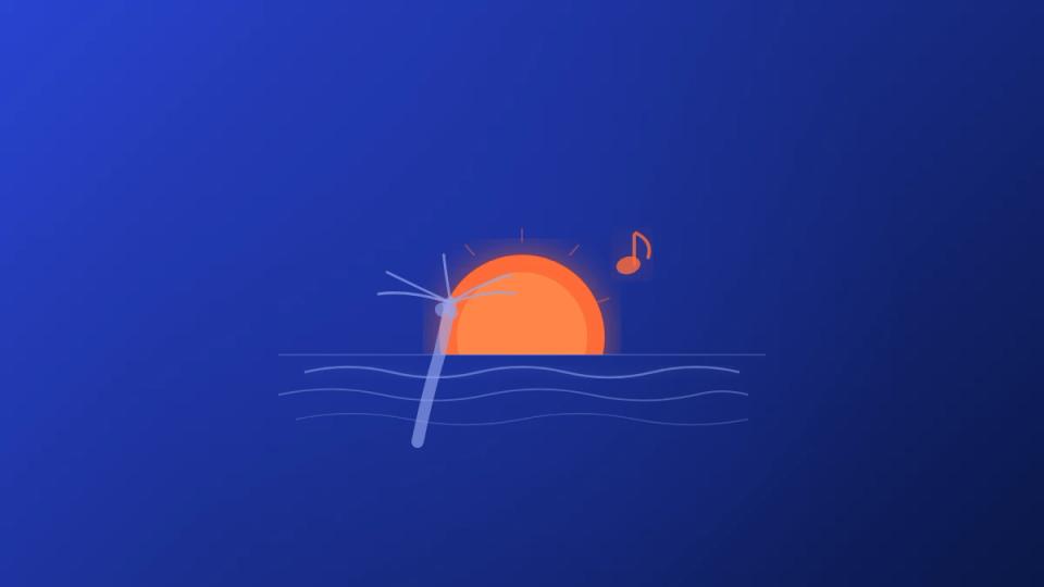 Elements beach club Ibiza sunset palm tree music illustration