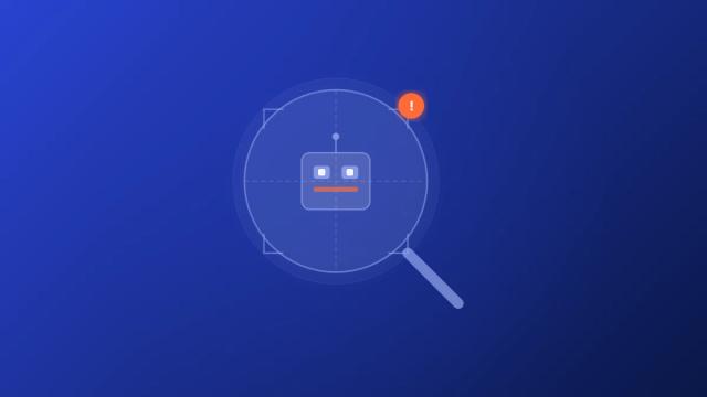 music copyright checker bot in magnifying glass illustration