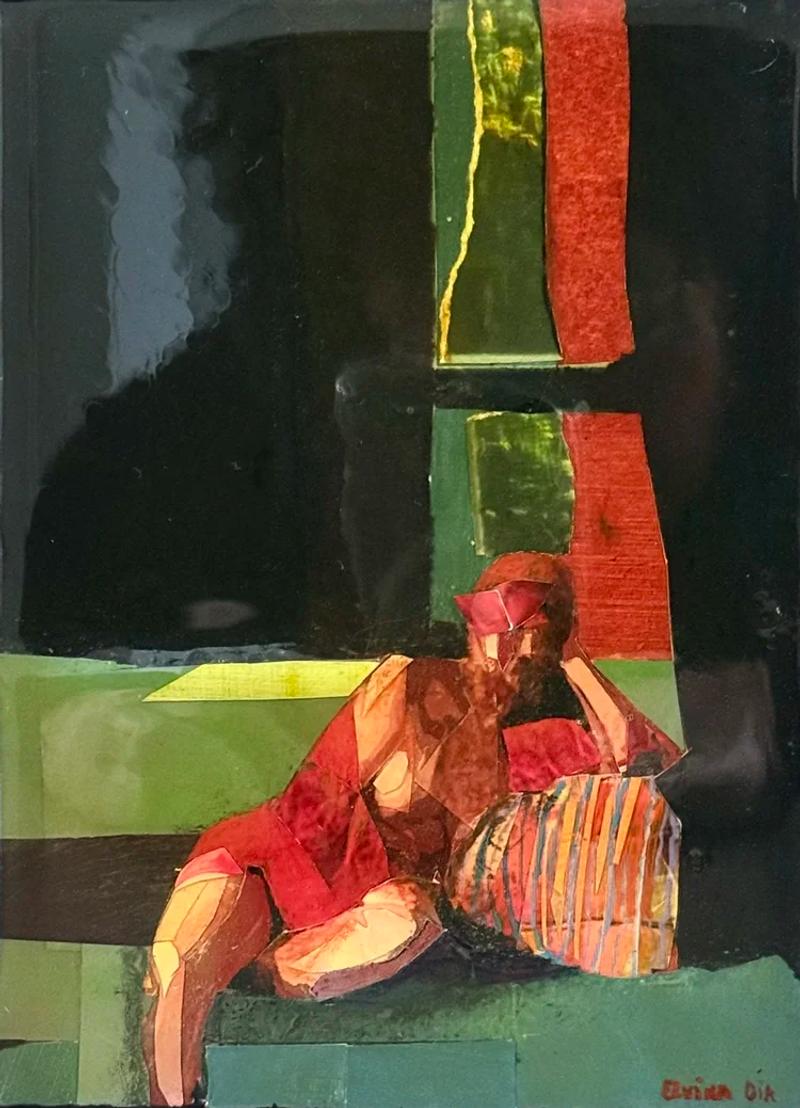 Model met gestreept kussen, Elvira Dik