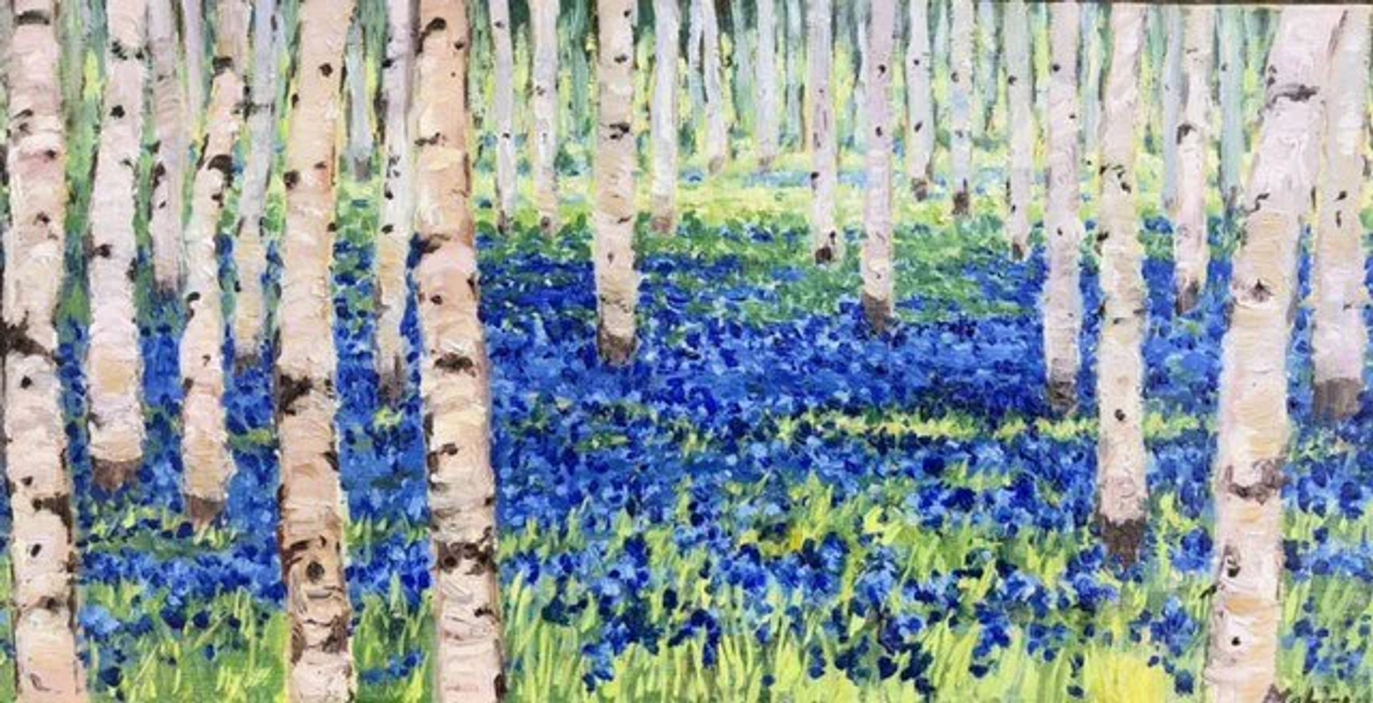 Berken in blauw