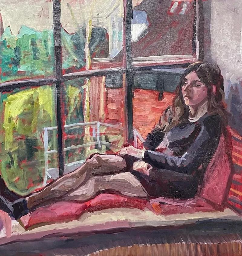Chloé in de vensterbank van de academie, Charlot van der Hoeven