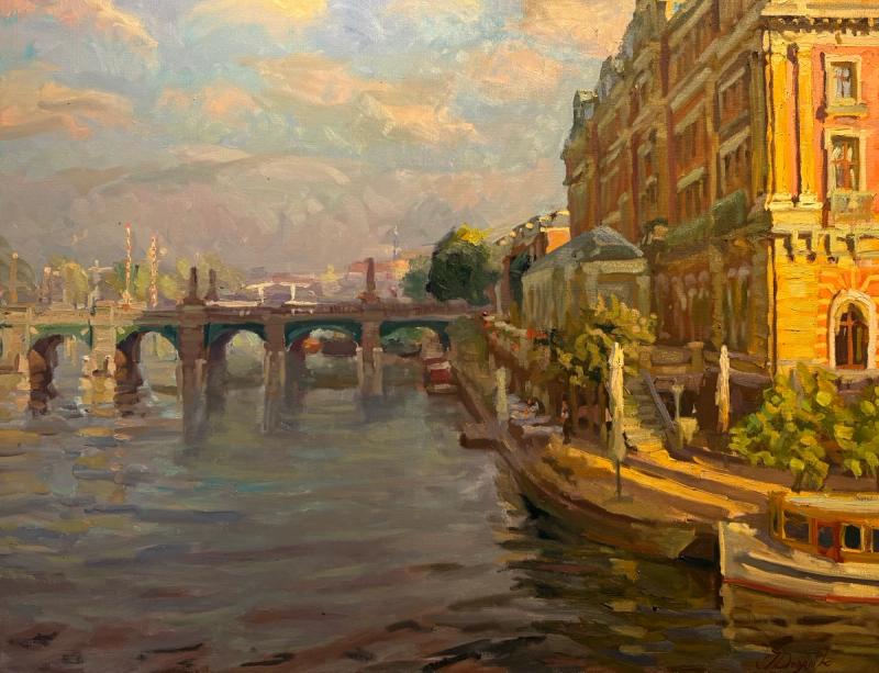 Amstelhotel met Amstelbrug in de ochtend, Joost Doornik