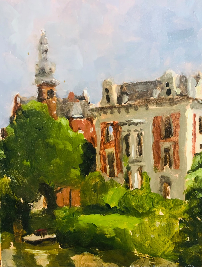 Uitzicht vanaf het Rijksmuseum op achterzijde Weteringschans, Piet Groenendijk