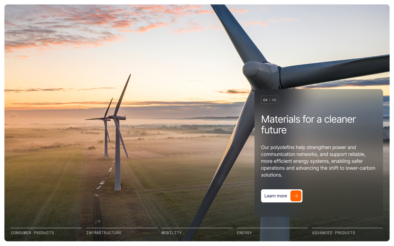Product screen, introducing Advancd Products