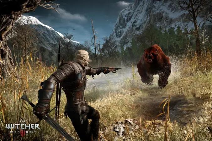 Witcher bear fight screenshot