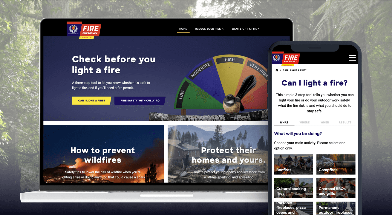A laptop depicting Fire and Emergency NZ's Check its Alright online tool