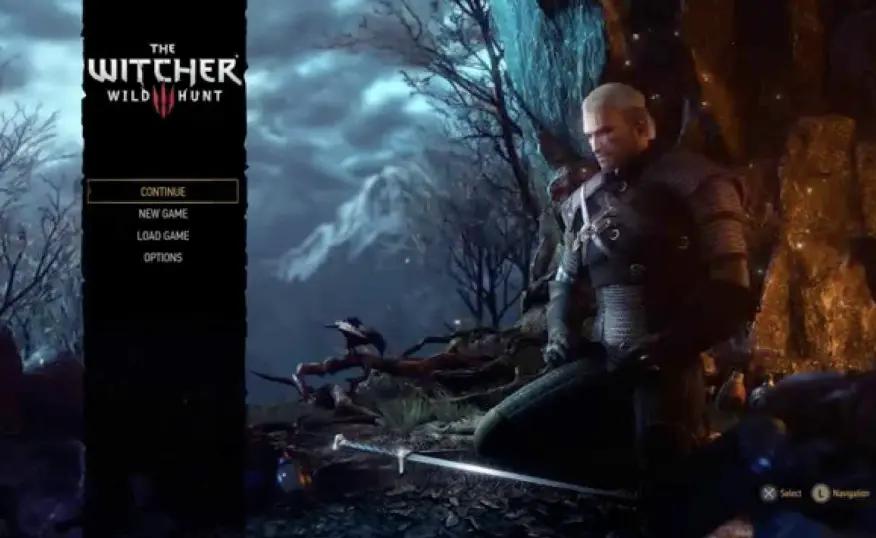 Witcher video game main menu screenshot
