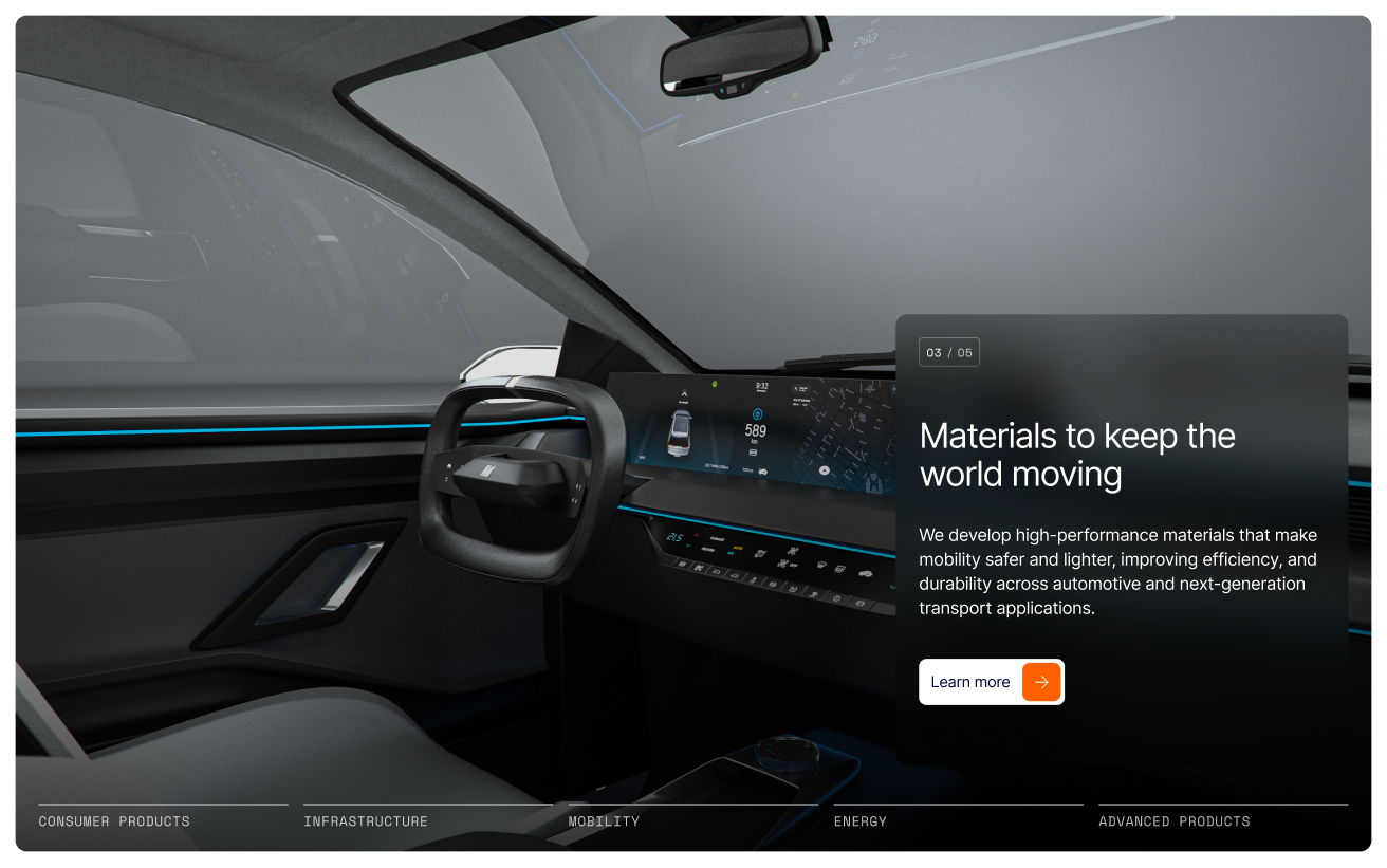 Product screen, introducing Mobility Products