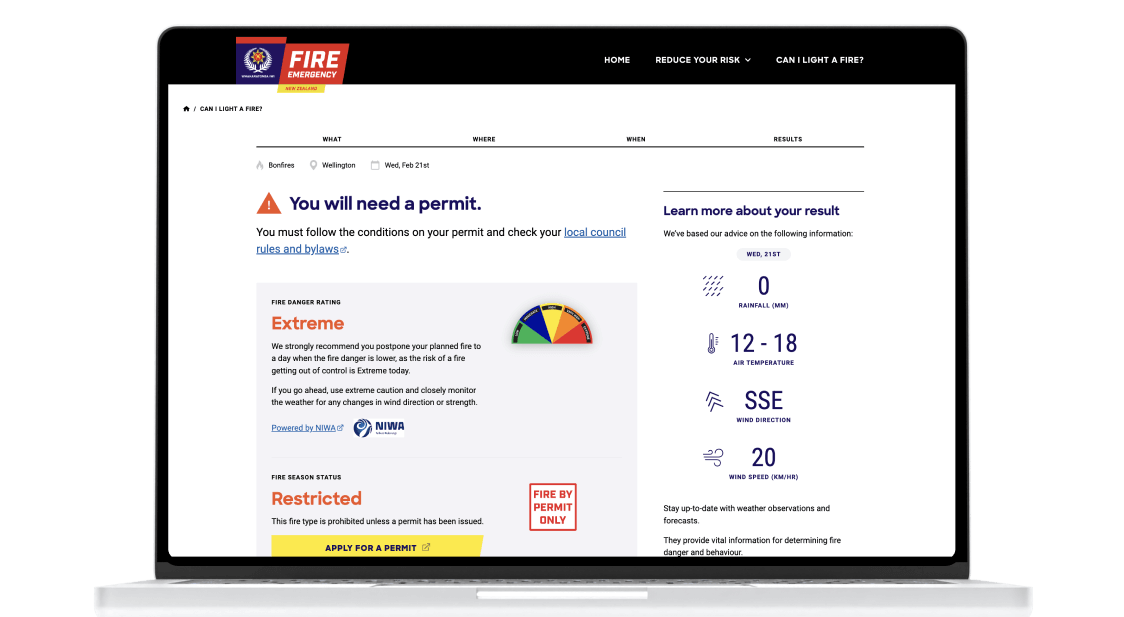 A laptop depicting Fire and Emergency NZ's Check its Alright online tool