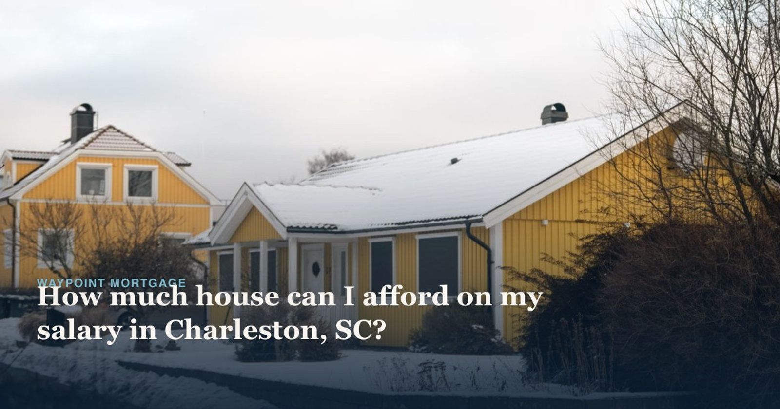 Charming yellow houses in a snowy winter landscape, offering a warm and inviting atmosphere.