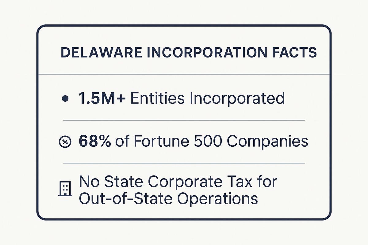 Infographic showing key data about Delaware: The Gold Standard for Ambitious Companies