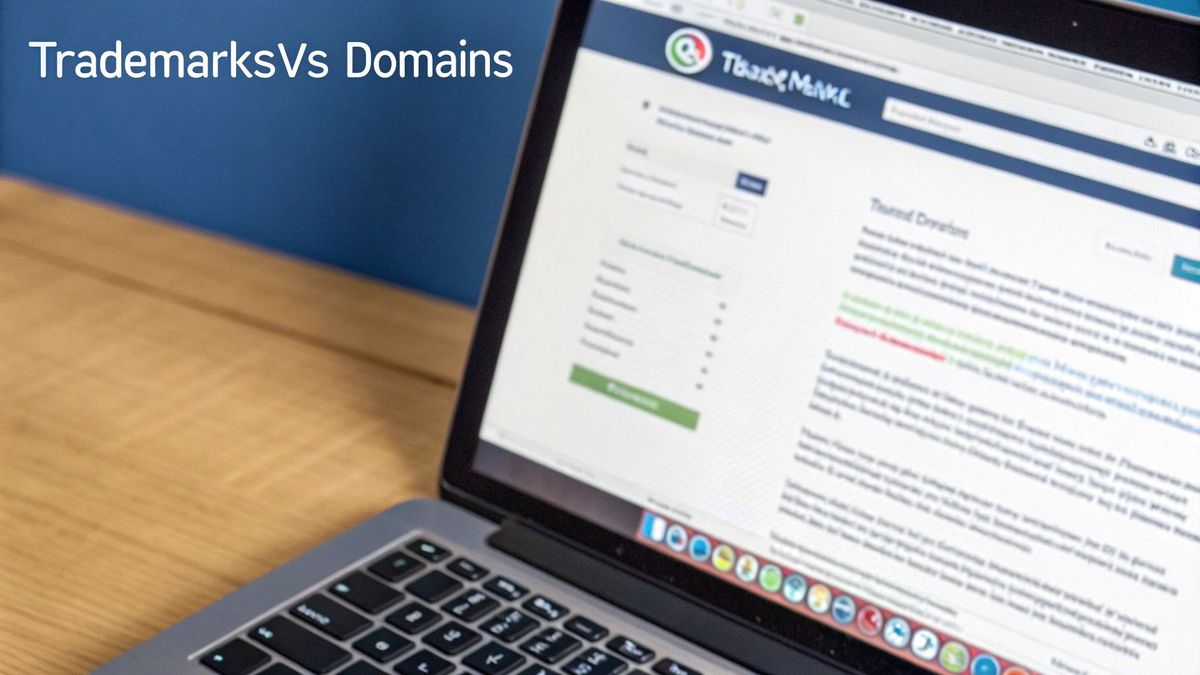 Think of your brand as a house - your trademark is the legal deed, while your domain name is the street address.