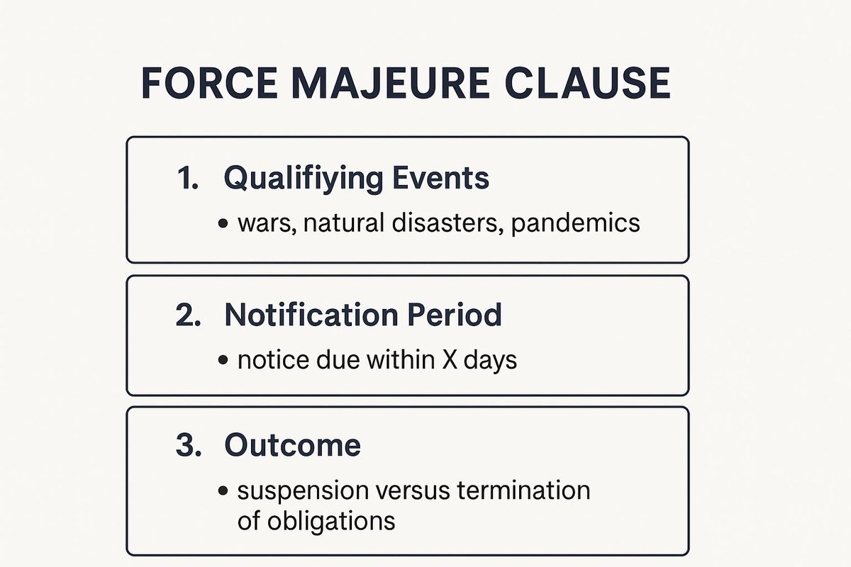 Infographic showing key data about Force Majeure Clause