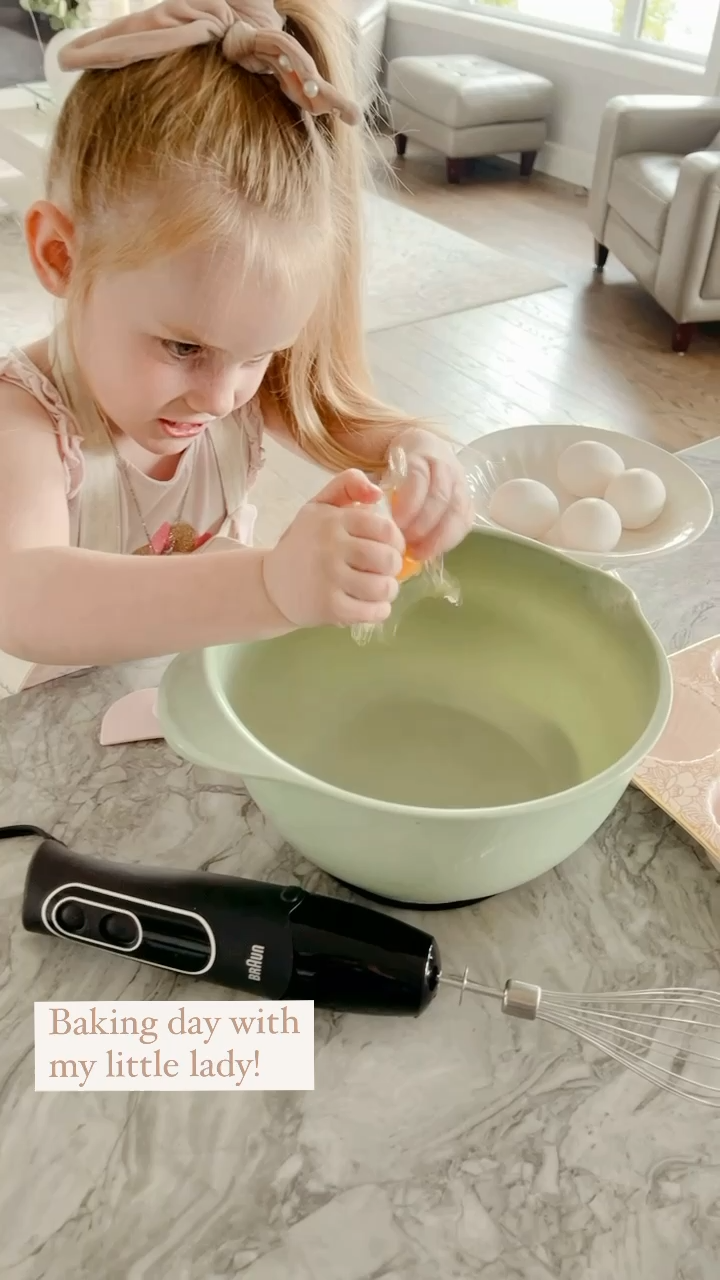 Video thumbnail showing a child baking