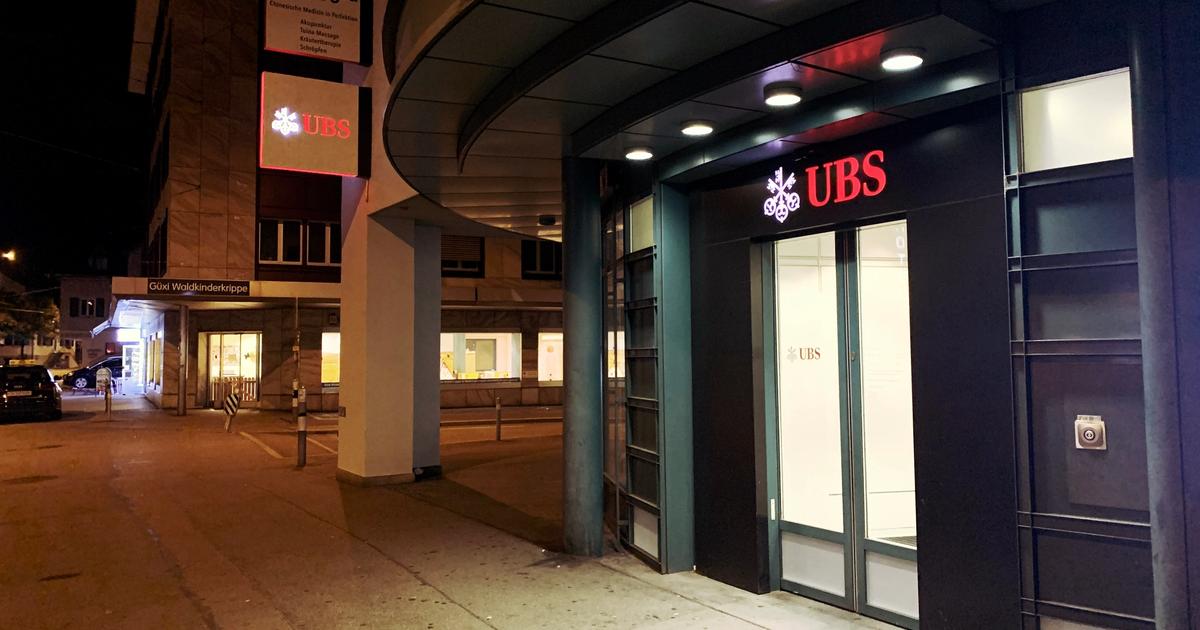 UBS bank branch exterior in Zurich, Switzerland