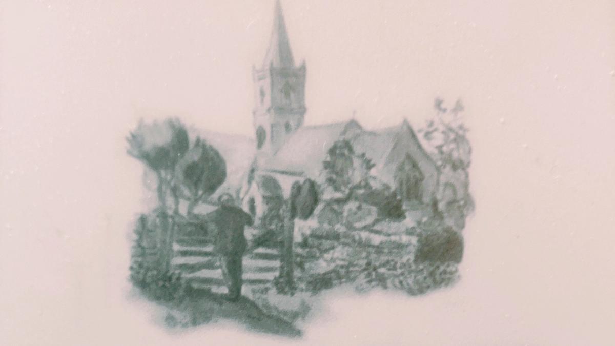 Cover of Battles at Thrush Green by Miss Read showing a drawing of a Church