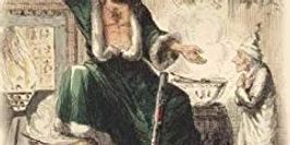 Photo Detail of A Christmas Carol by Charles Dickens showing Ebeneezer Scrooge meeting the Ghost of Christmas Present
