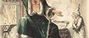 Photo Detail of A Christmas Carol by Charles Dickens showing Ebeneezer Scrooge meeting the Ghost of Christmas Present