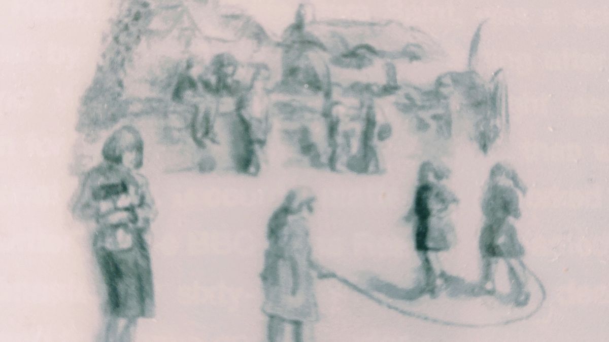 Cover detail of Return to Thrush Green by Miss Read showing children playing in a school yard