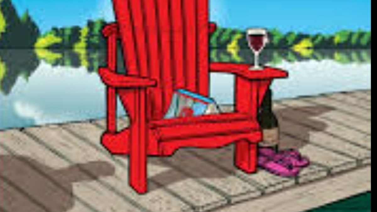 Cover detail of Cover Art by Vanessa Westermann showing a red adirondack chair and a cup of wine