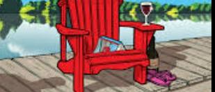 Cover detail of Cover Art by Vanessa Westermann showing a red adirondack chair and a cup of wine